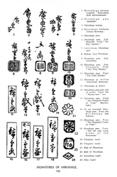 Signaturen Hiroshiges, 19. Jahrhundert, 1925