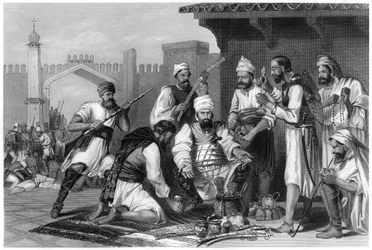Sikh-Truppen teilen die Beute der Aufständischen, 1857, ca. 1860