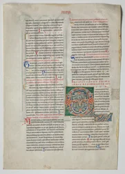 Einzelblatt aus einem Dekret von Gratian: Verzierte Initiale Q[uidam habens filium obtulit], ca. 1160-1165