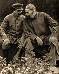 Der sowjetische Staatschef Josef Stalin und der Schriftsteller Maxim Gorki, Moskau, UdSSR, 1931.