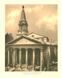 St. George, Bloomsbury, Ansicht von Südosten, Mitte bis Ende des 19. Jahrhunderts