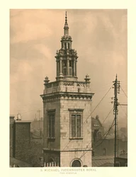 St. Michael, Paternoster Royal, Der Turm, Mitte - Ende 19. Jahrhundert