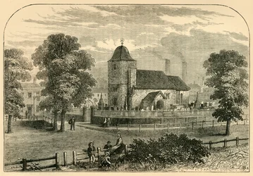 St. Pancras Kirche im Jahr 1820, um 1876