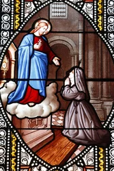 Buntglasfenster, das Sainte Marguerite-Marie Alacoque darstellt, La Cavalerie, Frankreich