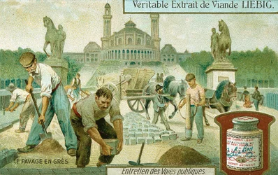 Straßenbelag mit Granitsteinen, Paris