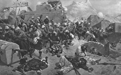 Der Afghanische Krieg, 1878-80: 91. Highlanders und die 2. Gurkas stürmen Gandia Mullah, 1901