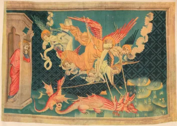Die Apokalypse. St. Michael und seine Helfer überwinden den Drachen