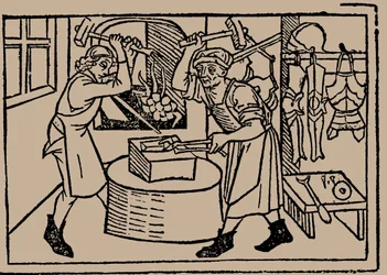 Die Kunst des Schmiedens. Aus Speculum Vitae Humanae von Rodericus Zamorensis, 1479