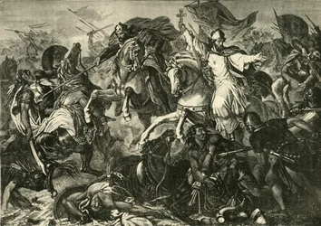 Der Bischof von Regensburg in der Schlacht von Augsburg, Schlacht am Lechfeld 955, 1890