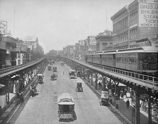 The Bowery, Blick nach Norden, New York, um 1897