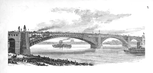 Die Brücke über den Mississippi in St. Louis, 1883