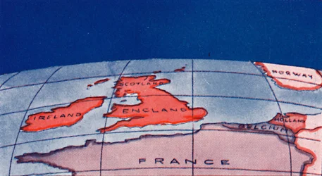 Die Britischen Inseln und Nordeuropa am Mittag im Hochwinter, 1935