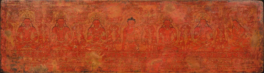 Der Buddha Shakyamuni, fünf vergangene Buddhas und Maitreya, ca. 15. Jahrhundert