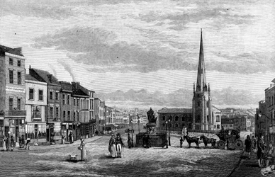 Der Bull Ring, mit der St. Martins Kirche, Birmingham, 1812, 1887