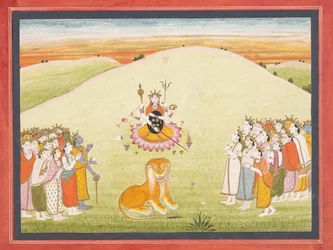 Die Erschaffung von Durga: Seite aus einem verstreuten Markandeya Purana