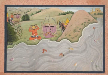 Der Dämon Marichi versucht Ravana zu entmutigen, aus einer verstreuten Ramayana-Serie, ca. 1780