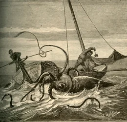 Die Fischer kämpfen mit dem Riesenkalmar, 1881