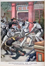 Die deutschen Matrosen brennen Tsung-Li-Yamen nieder, 1900