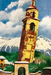 Der Schiefe Turm von St. Moritz, um 1928