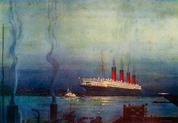 Die Mauretania in Cherbourg, um 1930