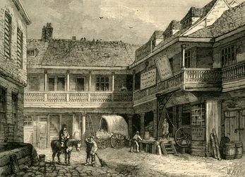 Das alte Tabard Inn, um 1878