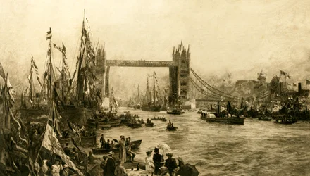 Die Eröffnungszeremonie der Tower Bridge, ca. 1894