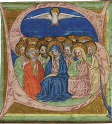 Pfingsten. Initiale S aus einem Graduale-Manuskript, ca. 1430