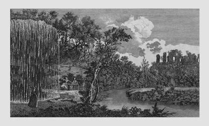 Der versteinende oder tropfende Brunnen und die Ruinen von Knaresbrough Castle in Yorkshire, 1771