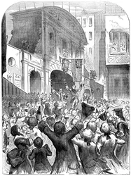Der Prinz von Wales trinkt auf den Erfolg des Krieges am Temple Bar, London, 18. Jahrhundert, 19. Jahrhundert