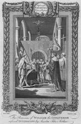 Die Überreste von Wilhelm dem Eroberer verweigert die Beisetzung durch Anselm Fitz Arthur, um 1787