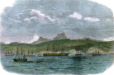 Das spanische Blockadegeschwader in Valparaiso, Chile