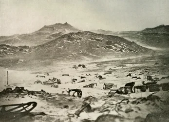 Der Beginn eines Schneesturms in den Winterquartieren, ca. 1908, 1909