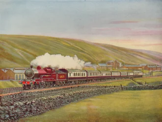 Der West Coast Scotsman in voller Fahrt in der Nähe von Tebay, L.M.S.R., 1926