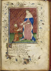 Der Autor überreicht sein Buch an Heinrich V aus Thomas Hoccleves Regiment der Prinzen, 15. Jahrhundert