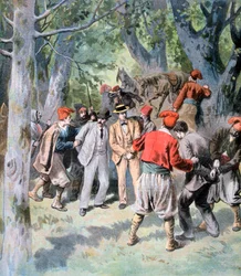 Die Gefangennahme von zwei französischen Reisenden durch Briganten in Sardinien, 1894