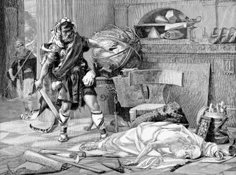 Der Tod des Archimedes bei der Eroberung von Syrakus durch die Römer, 212 v. Chr., spätes 19. Jahrhundert