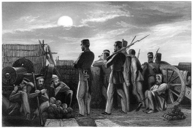 Die Verteidiger auf der Wache, Batterie in Lucknow, 1857