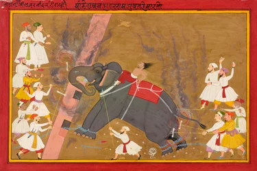 Der Elefant Khanderao Bahadur tötet Sham Mahavat