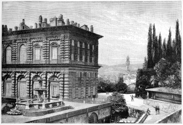 Die Fassade des Ammanati, Pitti-Palast, Florenz, Italien, 1882