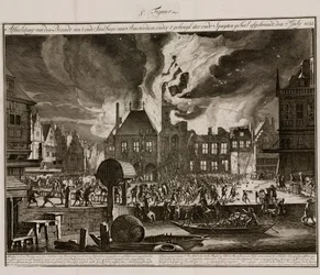 Das Feuer im alten Rathaus von Amsterdam, Holland, 7. Juli 1652