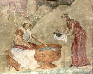 Das Waschen des Kindes in der Krippenszene, ca. 1260-1270