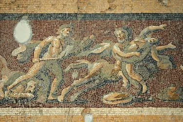 Theaterszene, Mosaik aus Daphne, Türkei