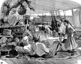 Dritte Klasse an Bord der Kilwa, Brindisi nach Burma, 1886