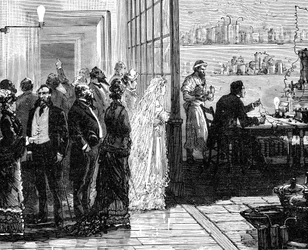 Thomas Edison experimentiert mit elektrischen Lampen an seinem Hochzeitstag, 1871