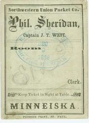 Ticket für das Dampfschiff Phil. Sheridan, 9. Dezember 1868