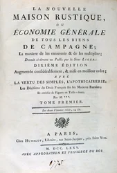 Titelseite zu La Nouvelle Maison Rustique, ou Economie Générale, 1775