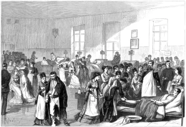 Ausbildung von Frauen zu Krankenschwestern in einem Militärkrankenhaus in St. Petersburg, 1877