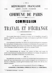 Arbeit und Austausch, aus französischen politischen Plakaten der Pariser Kommune, Mai 1871