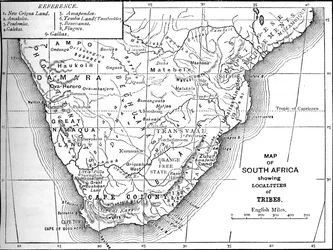 Stammeskarte von Südafrika, ca. 1880