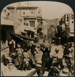 Wahrhaft orientalisch - eine Straße in der alten Stadt Ajmere, Indien, 1907